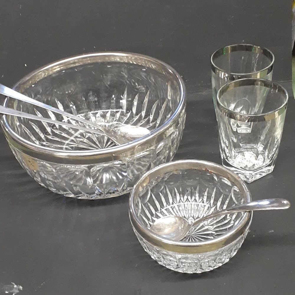 7-pc  MCM crystal bowl set ,‎ glasses, and servers